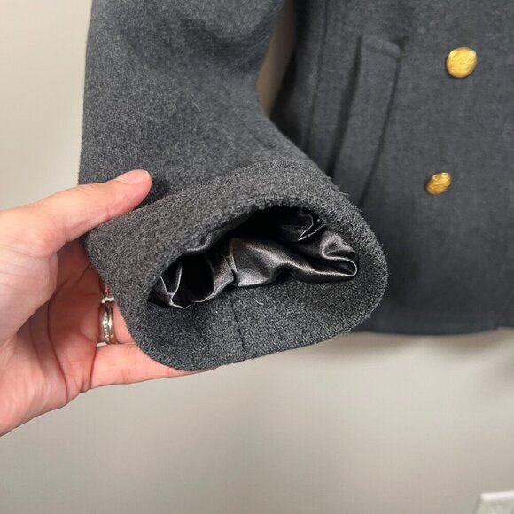 J. Crew Stadium Cloth Wool Pea Coat Size 2 Gray Nello Gori Double Breasted - Picture 5 of 12